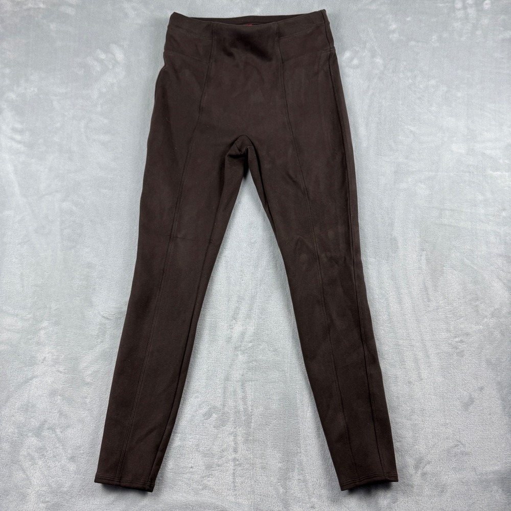 Spanx Faux Suede Leggings‎ Chocolate Brown High Rise Seamed Skinny Pants Size M